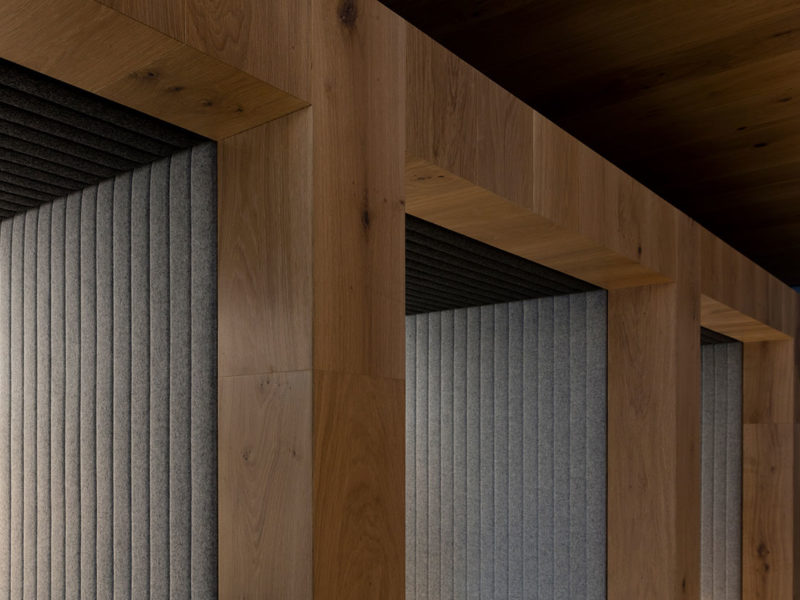 close up timber joinery detail in office